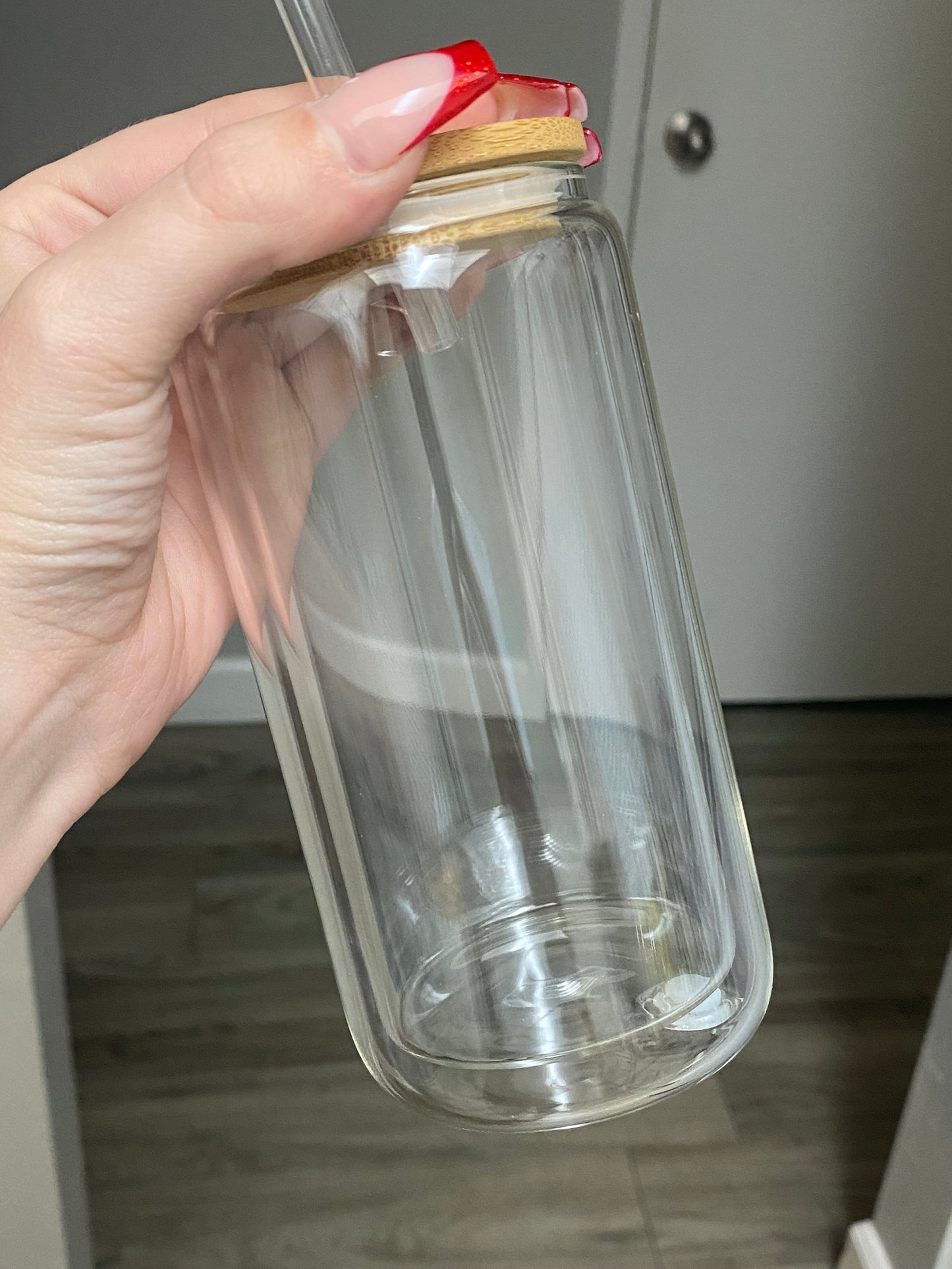 16oz Glass Glitter cup